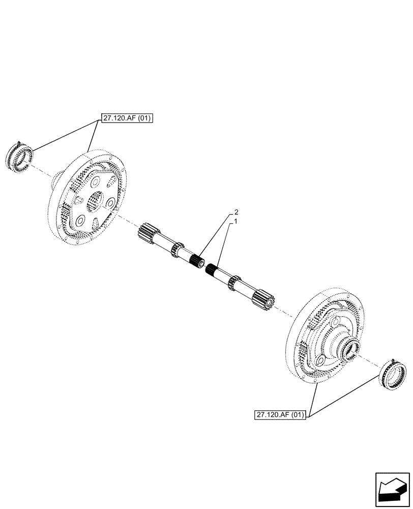 Схема запчастей Case IH PUMA 165 - (27.120.AF[04]) - VAR - 391158, 758052, 758053 - REAR AXLE, FINAL DRIVE, SHAFT (27) - REAR AXLE SYSTEM