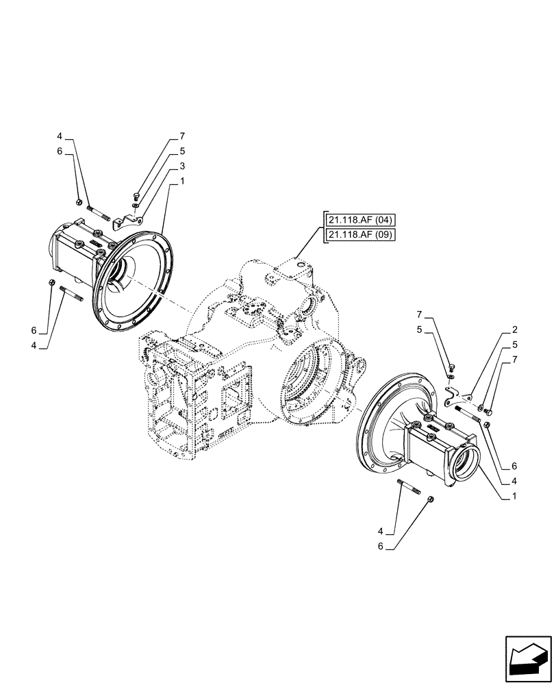 Схема запчастей Case IH PUMA 185 - (27.120.AI[01]) - VAR - 391158, 391159, 758052, 758053, 758054 - REAR AXLE, FINAL DRIVE, AXLE HOUSING (27) - REAR AXLE SYSTEM