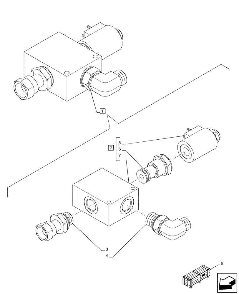 Схема запчастей Case IH PUMA 220 - (55.036.AO[01]) - VAR - 758088 - 3 POINT HITCH, FRONT, CYLINDER, SOLENOID VALVE (55) - ELECTRICAL SYSTEMS