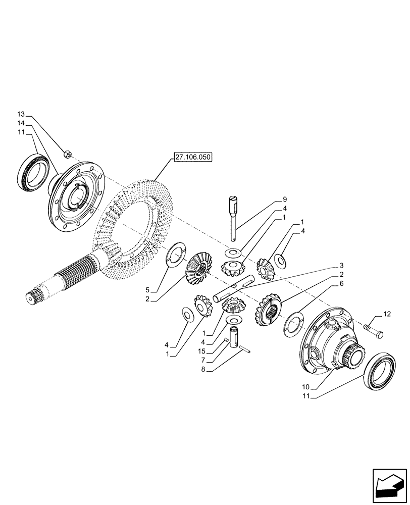 Схема запчастей Case IH FARMALL 120U - (27.120.020) - VAR - 391264 - PLANETARY GEAR, HOUSING (27) - REAR AXLE SYSTEM