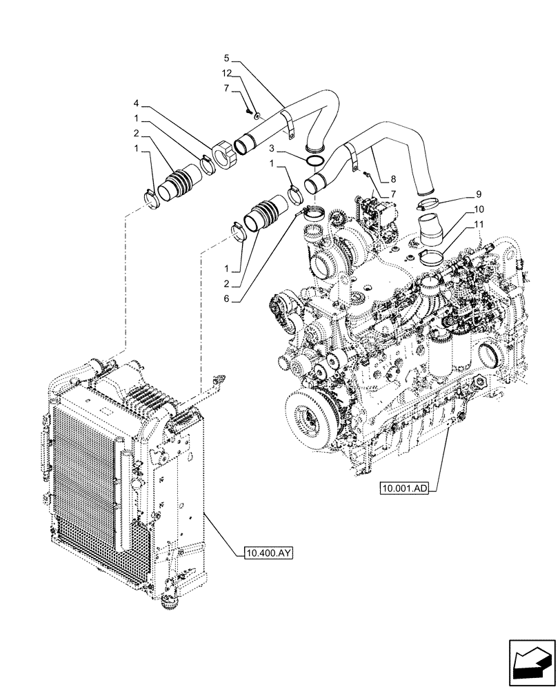 Схема запчастей Case IH PUMA 165 CVT - (10.310.AB) - VAR - 391130, 392753, 758000 - AFTERCOOLER LINE (10) - ENGINE