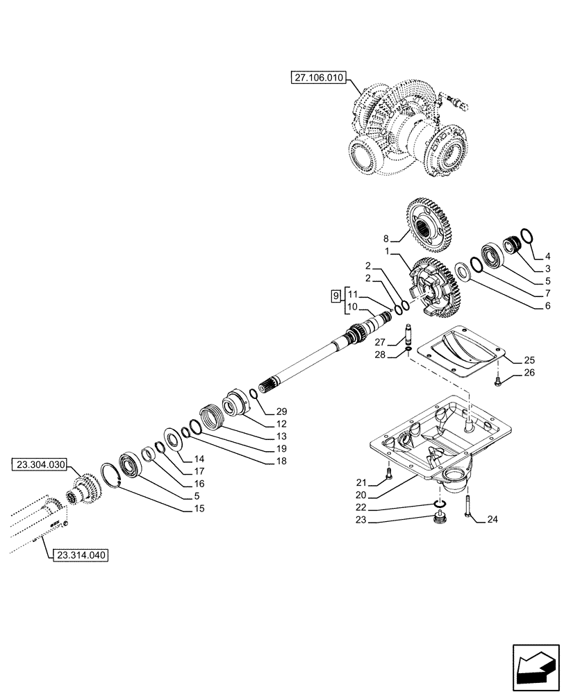 Схема запчастей Case IH FARMALL 110U - (23.304.010) - VAR - 391264 - GEAR, CLUTCH, 4WD (23) - FOUR WHEEL DRIVE SYSTEM