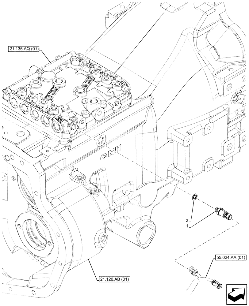 Схема запчастей Case IH PUMA 185 - (55.020.AB[05]) - VAR - 337426, 337428, 337429, 337430, 337431, 337432, 391137, 758017, 758018, 758019, 758020, 758021, 759052 - TRANSMISSION, SENSOR (55) - ELECTRICAL SYSTEMS