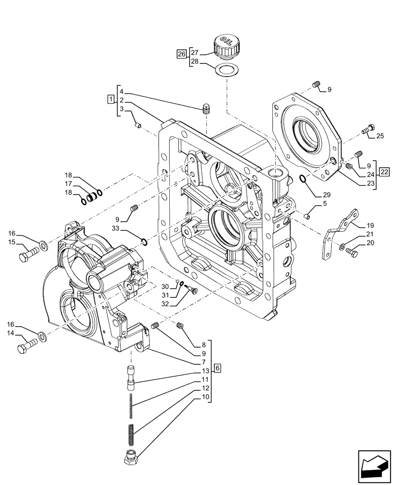 Схема запчастей Case IH FARMALL 120U - (31.116.010) - VAR - 330801, 331819, 334792, 334793 - REAR PTO, HOUSING & COVERS, 3-SPEED, EU (31) - IMPLEMENT POWER TAKE OFF