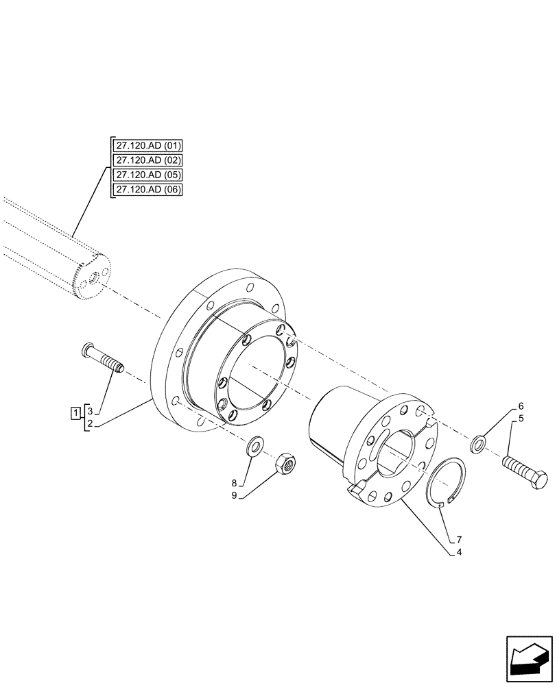 Схема запчастей Case IH PUMA 165 - (27.120.AR[02]) - VAR - 758052, 758053 - REAR AXLE, WHEEL HUB (27) - REAR AXLE SYSTEM