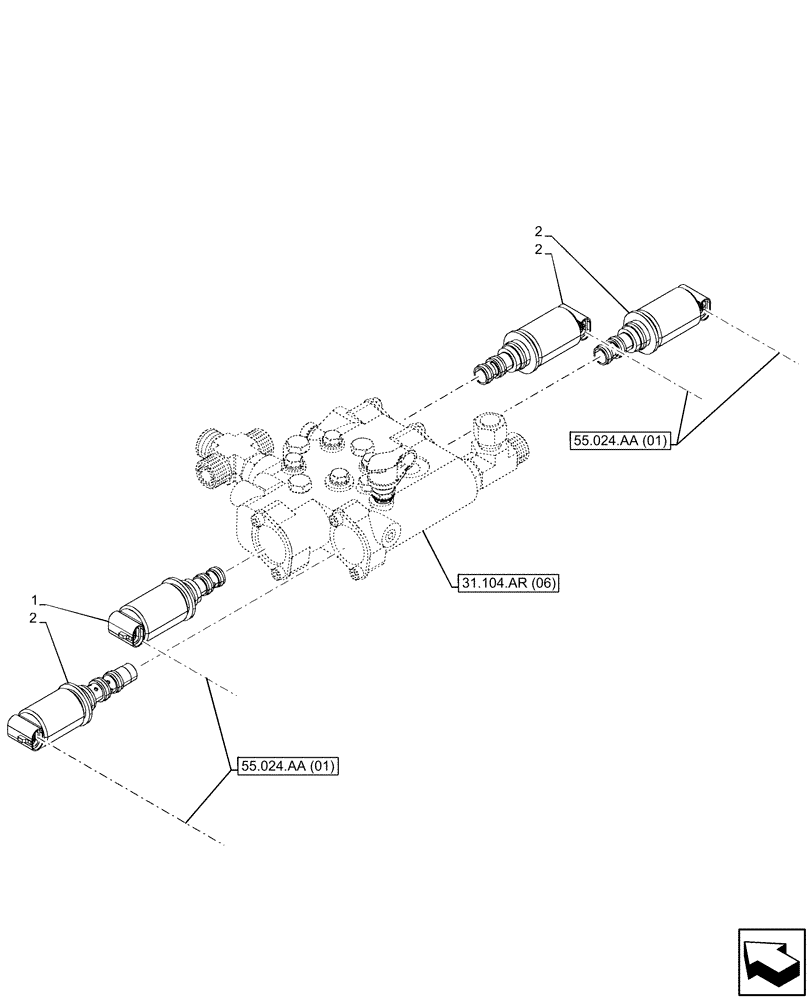 Схема запчастей Case IH PUMA 220 - (55.048.AK[03]) - VAR - 332337, 332339, 337429, 337431, 391137, 758018, 758020, 759052 - PTO, CONTROL VALVE, SOLENOID (55) - ELECTRICAL SYSTEMS