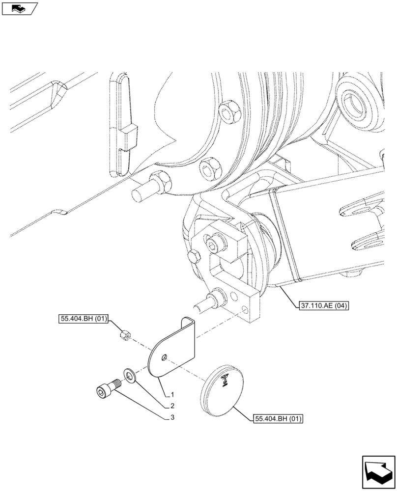 Схема запчастей Case IH FARMALL 105U - (55.404.BH[02]) - VAR - 390832, 743597 - REFLECTOR (55) - ELECTRICAL SYSTEMS