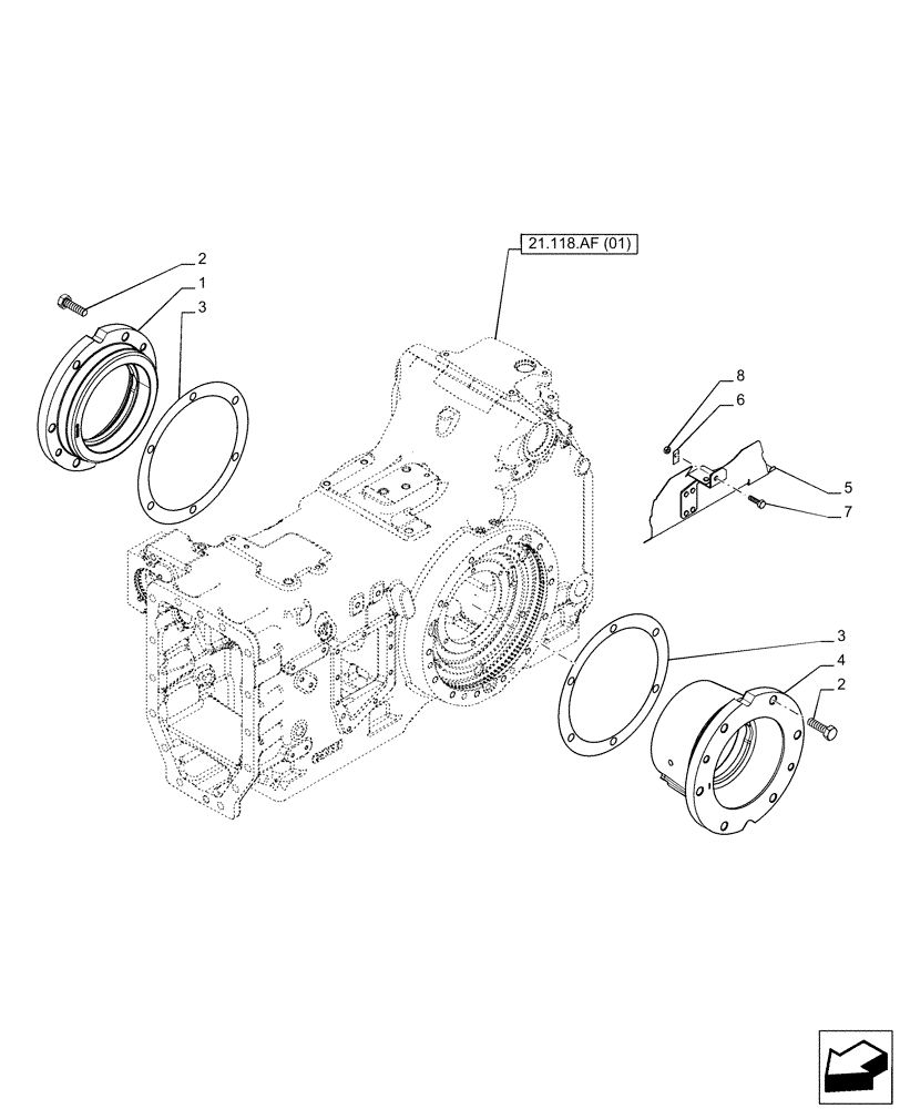 Схема запчастей Case IH PUMA 165 - (27.100.AB[01]) - VAR - 391158, 758052, 758053 - TRANSMISSION, SUPPORT, POWERSHIFT (27) - REAR AXLE SYSTEM