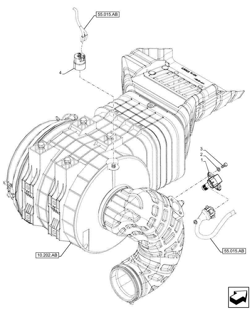 Схема запчастей Case IH PUMA 240 CVT - (55.014.AC) - VAR - 391130, 758000 - AIR CLEANER RESTRICTION SENSOR (55) - ELECTRICAL SYSTEMS