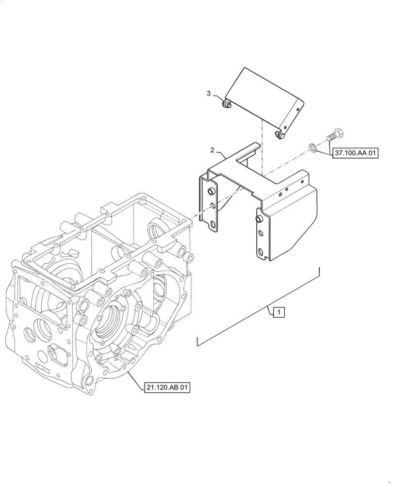 Схема запчастей Case IH FARMALL 35A - (21.120.AF[01]) - PTO SHIELD (21) - TRANSMISSION