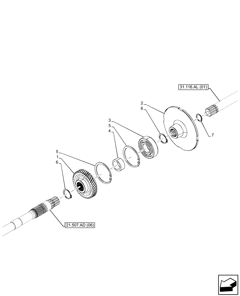 Схема запчастей Case IH PUMA 150 CVT - (21.507.AH[01]) - VAR - 391138, 758022 - TRANSMISSION, MAIN SHAFT, SLEEVE, JOINT (21) - TRANSMISSION