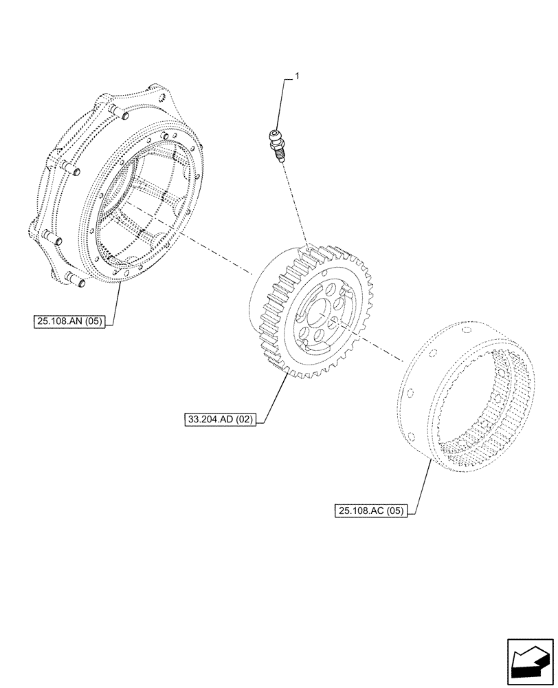 Схема запчастей Case IH PUMA 220 - (33.204.AB[02]) - VAR - 337416 - SUSPENDED FRONT AXLE, BLEED SCREW (33) - BRAKES & CONTROLS