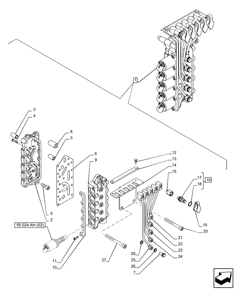 Схема запчастей Case IH PUMA 150 - (21.133.AK[02]) - VAR - 391136, 391351, 758011, 758012, 758013, 758014, 758015 - TRANSMISSION CONTROL VALVE (21) - TRANSMISSION