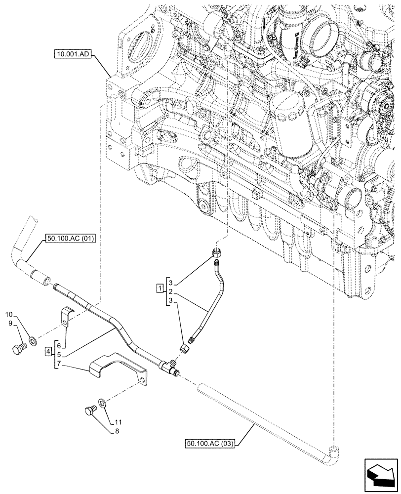 Схема запчастей Case IH PUMA 220 CVT - (50.100.AC[02]) - VAR - 391130, 758000 - HEATER, LINE (50) - CAB CLIMATE CONTROL