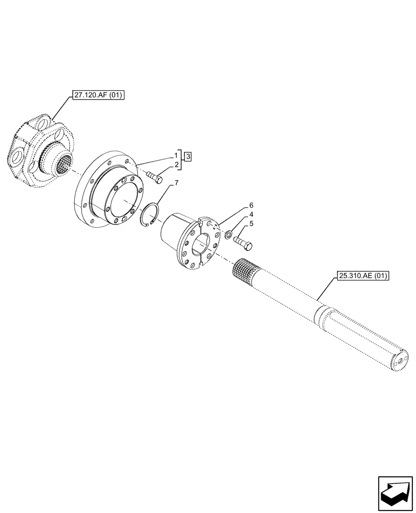 Схема запчастей Case IH PUMA 150 - (27.120.AR[01]) - VAR - 758052, 758053 - REAR AXLE, WHEEL HUB (27) - REAR AXLE SYSTEM