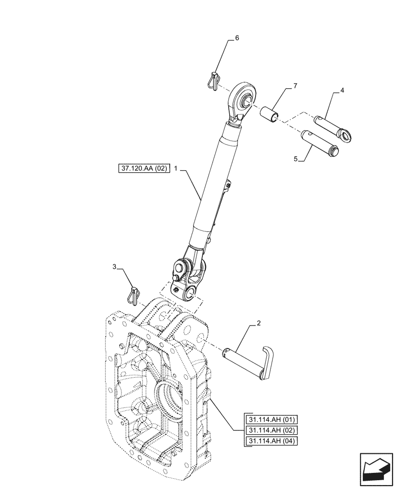 Схема запчастей Case IH PUMA 185 CVT - (37.120.AA[01]) - VAR - 758074, 758079, 758083 - 3 POINT HITCH, TOP LINK (37) - HITCHES, DRAWBARS & IMPLEMENT COUPLINGS