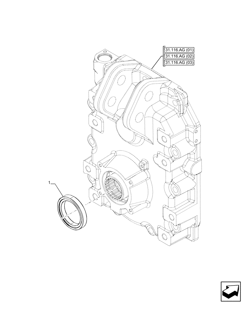 Схема запчастей Case IH PUMA 150 - (31.116.AC[10]) - VAR - 391213, 392831 - PTO, SHAFT SEAL, W/O WATERPROOF (31) - IMPLEMENT POWER TAKE OFF