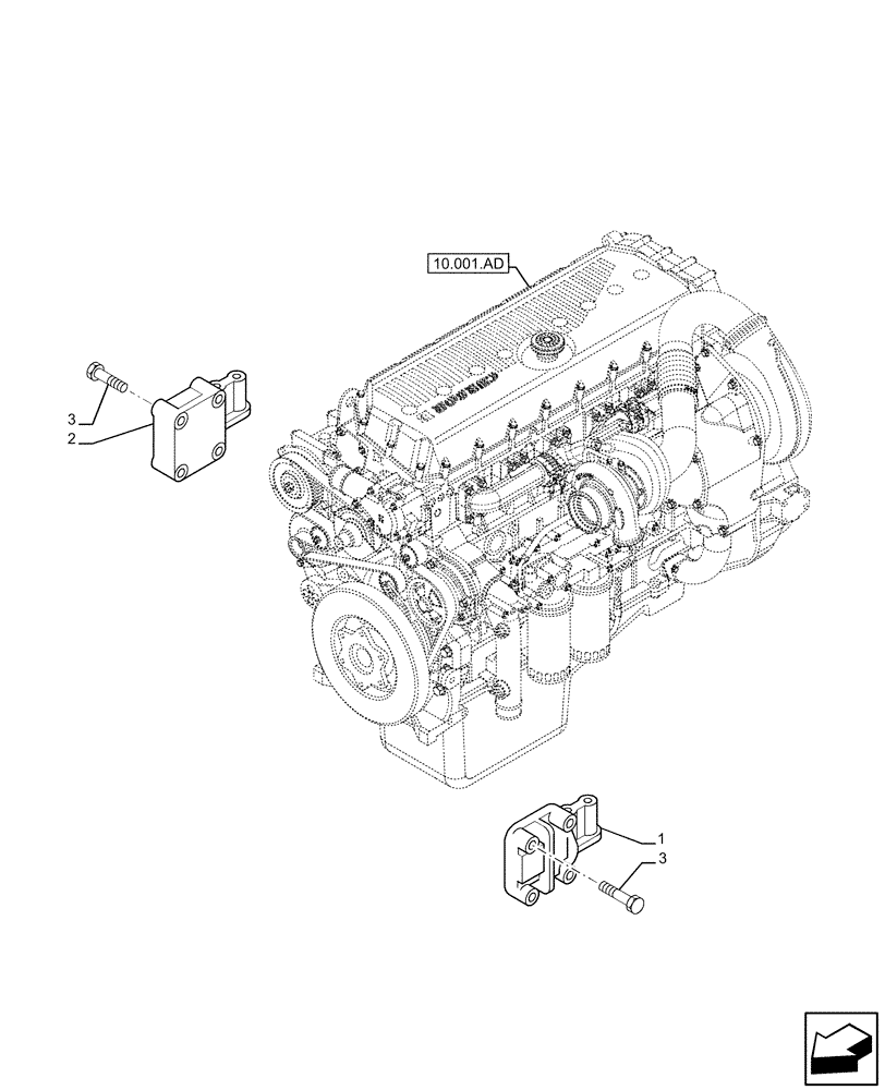 Схема запчастей Case IH F3BE9684B H001 - (10.001.AK[03]) - ENGINE, SUPPORT (10) - ENGINE