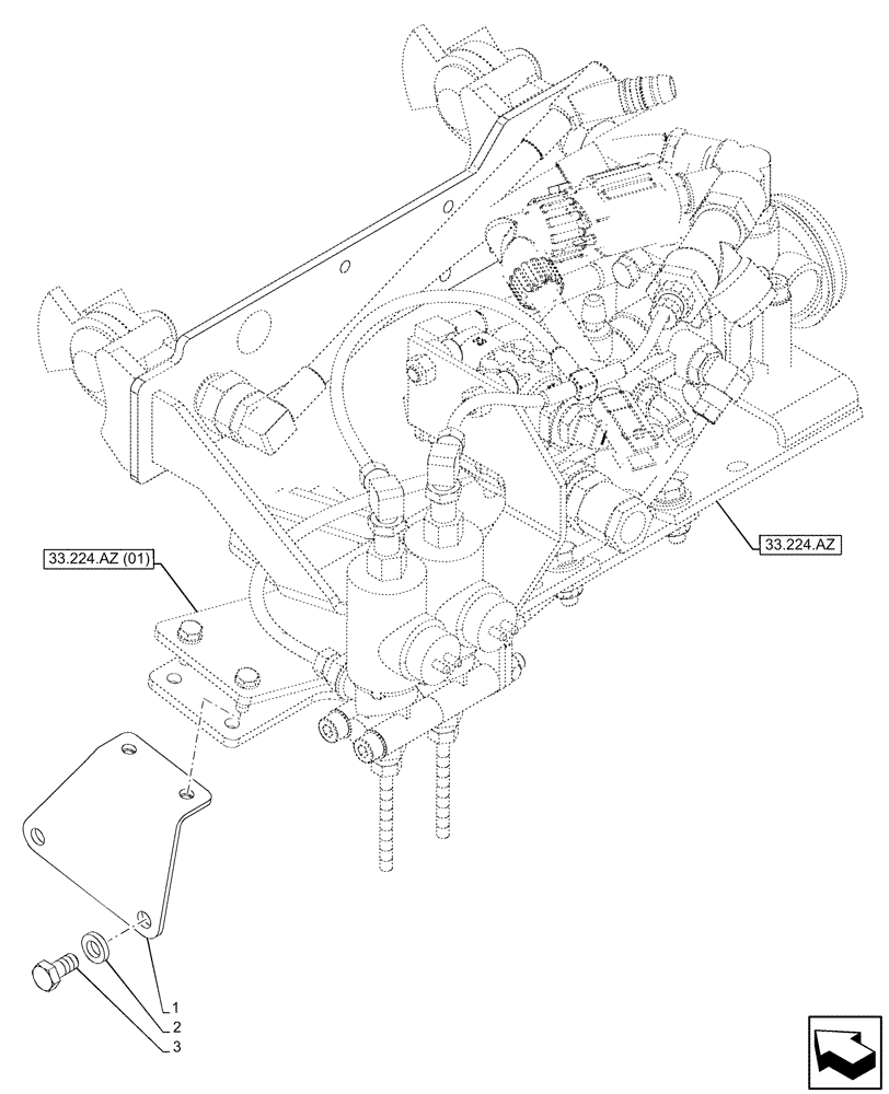 Схема запчастей Case IH PUMA 220 - (33.224.AZ[12]) - VAR - 758038, 758039, 758041, 758042, 758043, 758044 - SOLENOID VALVE (33) - BRAKES & CONTROLS