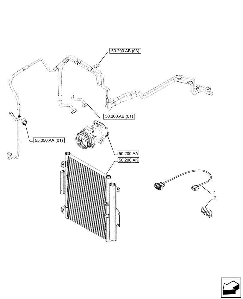 Схема запчастей Case IH PUMA 220 - (50.200.BY[01]) - VAR - 391176, 391177, 758130, 758131, 758132, 758133, 758255, 758256, 758257, 758258, 758259, 758260, 758261, 758262, 758263, 758265 - AIR CONDITIONING, LINE (50) - CAB CLIMATE CONTROL