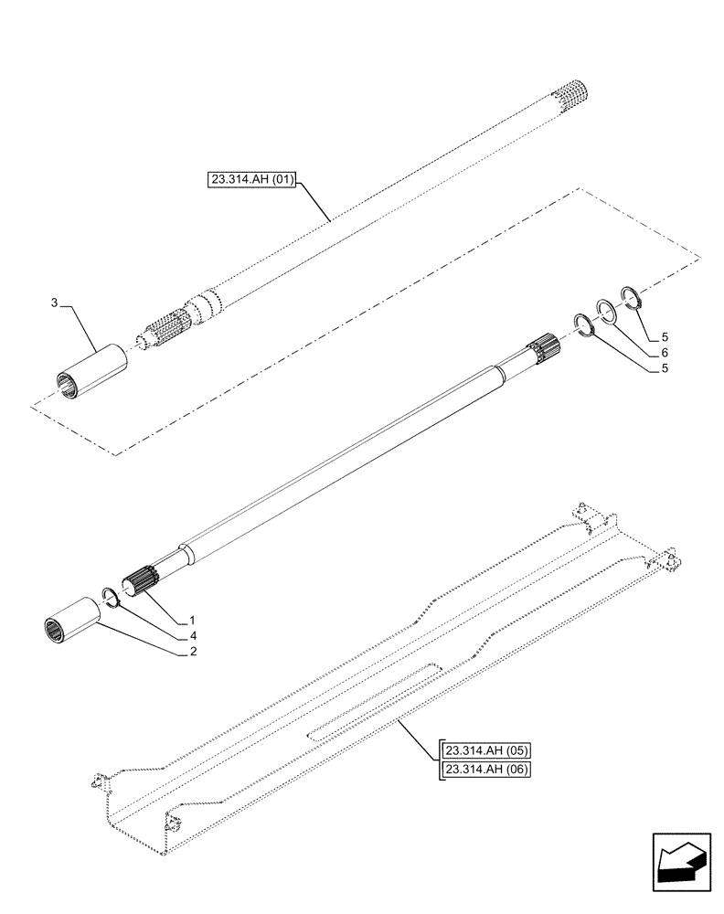 Схема запчастей Case IH PUMA 150 - (23.314.AH[04]) - VAR - 391213, 758205 - 4WD FRONT AXLE, DRIVE SHAFT (23) - FOUR WHEEL DRIVE SYSTEM