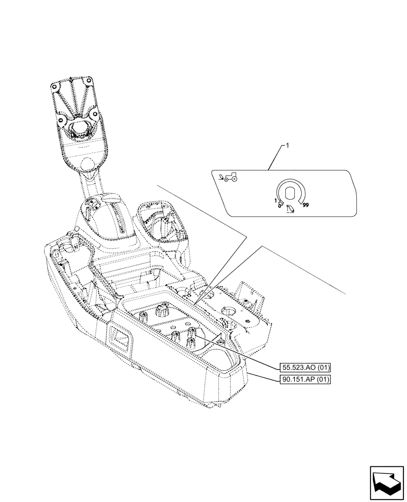 Схема запчастей Case IH PUMA 185 CVT - (90.108.AA[16]) - DECALS, ARMREST, ELECTRONIC CONTROLS (90) - PLATFORM, CAB, BODYWORK AND DECALS