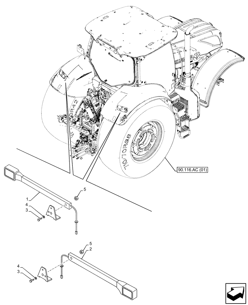 Схема запчастей Case IH PUMA 165 - (55.404.AF[01]) - VAR - 758338, 758339, 758340, 758341 - OUTER LIGHTING EQUIPMENT (55) - ELECTRICAL SYSTEMS