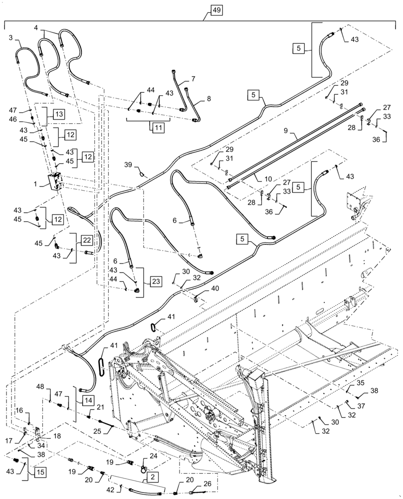 Схема запчастей Case IH 3152 - (88.058.12[06]) - HYDRAULIC SYSTEM, VERTICAL KNIFE, 35, 40, 45 FT (88) - ACCESSORIES