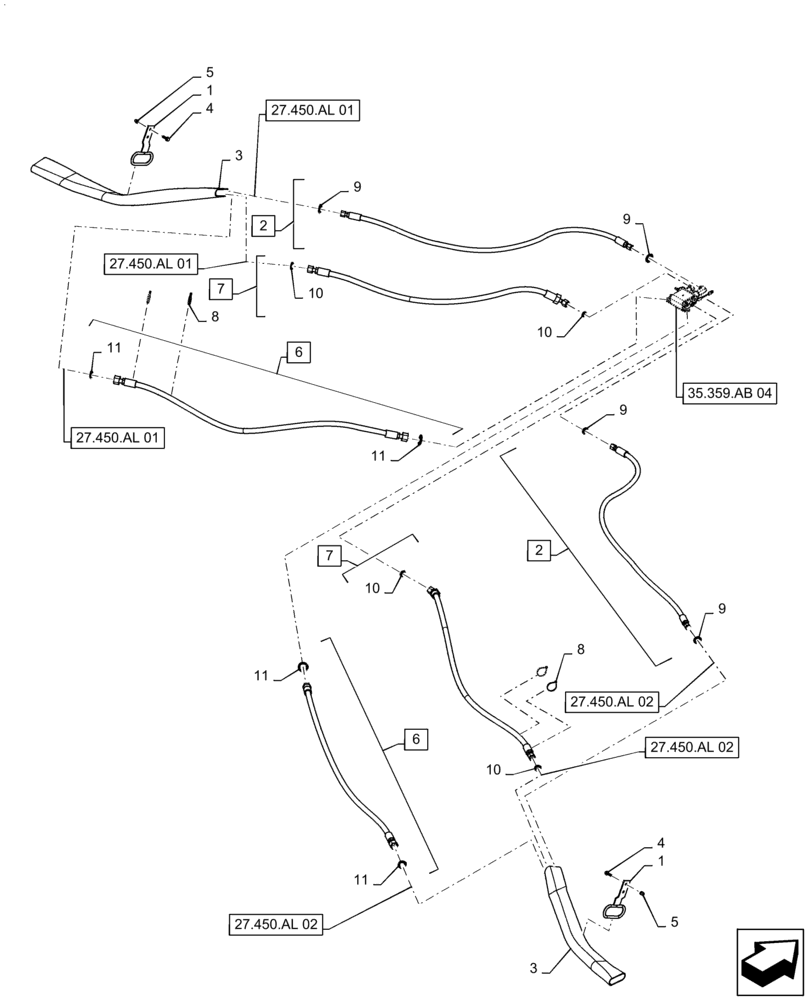 Схема запчастей Case IH 7140 - (29.300.AP[01]) - HYDRAULIC LINE, REAR AXLE ASSY, SINGLE SPEED, 2-SPEED (29) - HYDROSTATIC DRIVE