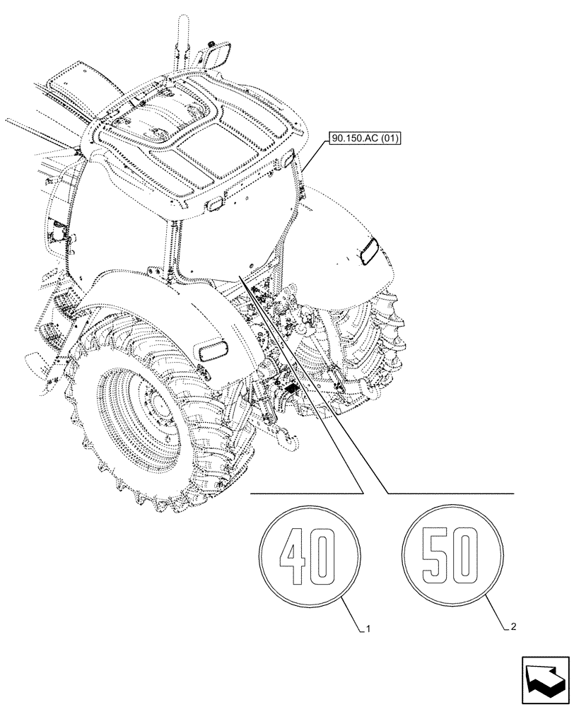 Схема запчастей Case IH PUMA 200 - (90.108.AC[11]) - DECAL, WARNING, SPEED LIMITER (90) - PLATFORM, CAB, BODYWORK AND DECALS