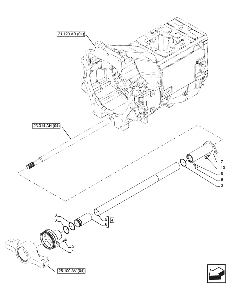 Схема запчастей Case IH PUMA 165 - (23.314.AH[08]) - VAR - 758205 - 4WD FRONT AXLE, DRIVE SHAFT, WATERPROOF (23) - FOUR WHEEL DRIVE SYSTEM