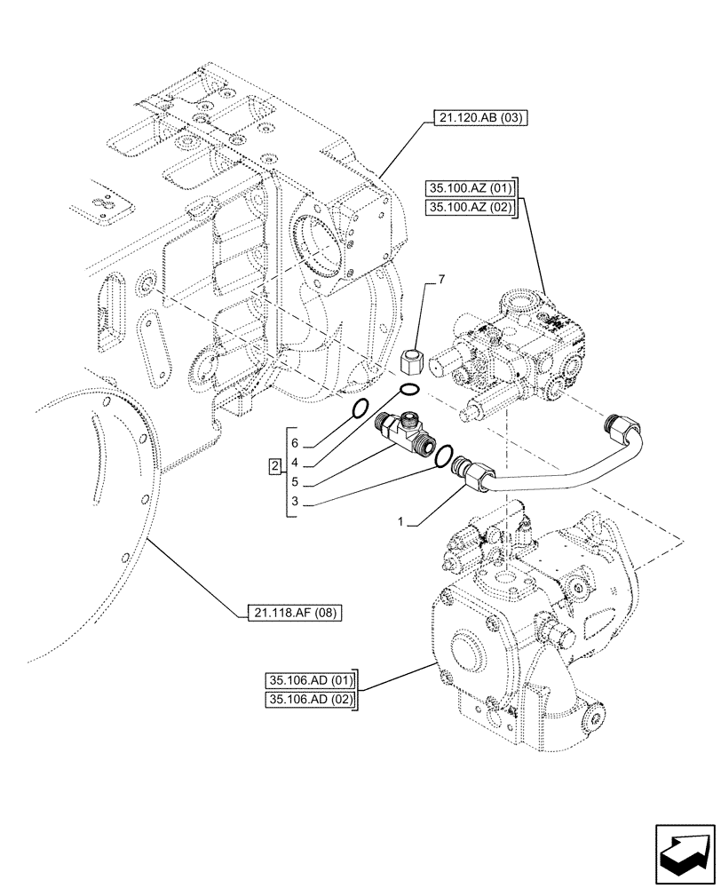 Схема запчастей Case IH PUMA 185 - (21.105.BL[01]) - VAR - 391161, 758056 - TRANSMISSION, LUBRICATION LINE (21) - TRANSMISSION