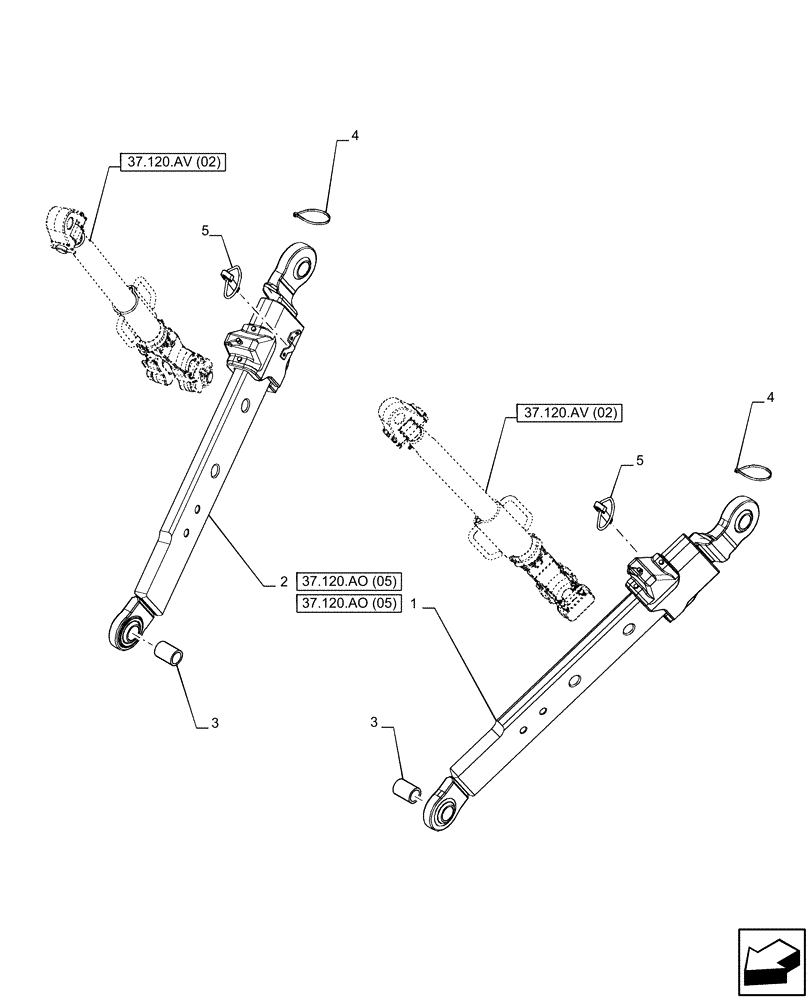 Схема запчастей Case IH PUMA 185 CVT - (37.120.AO[04]) - VAR - 758074, 758079, 758083 - 3 POINT HITCH, LOWER LINK (37) - HITCHES, DRAWBARS & IMPLEMENT COUPLINGS