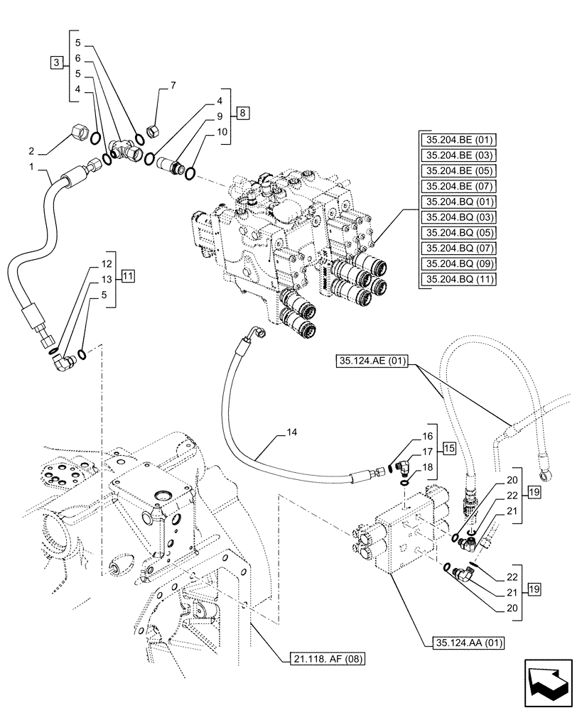 Схема запчастей Case IH PUMA 185 - (35.124.AB[01]) - VAR - 758072, 758077, 758082 - SOLENOID VALVE, LINE (35) - HYDRAULIC SYSTEMS