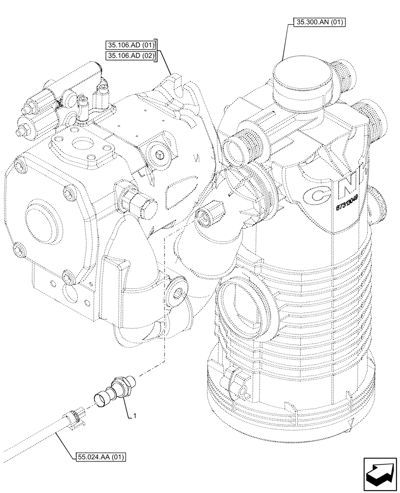 Схема запчастей Case IH PUMA 185 - (55.036.AG[01]) - VAR - 391161, 758056 - OIL PRESSURE GAUGE, SENSOR (55) - ELECTRICAL SYSTEMS