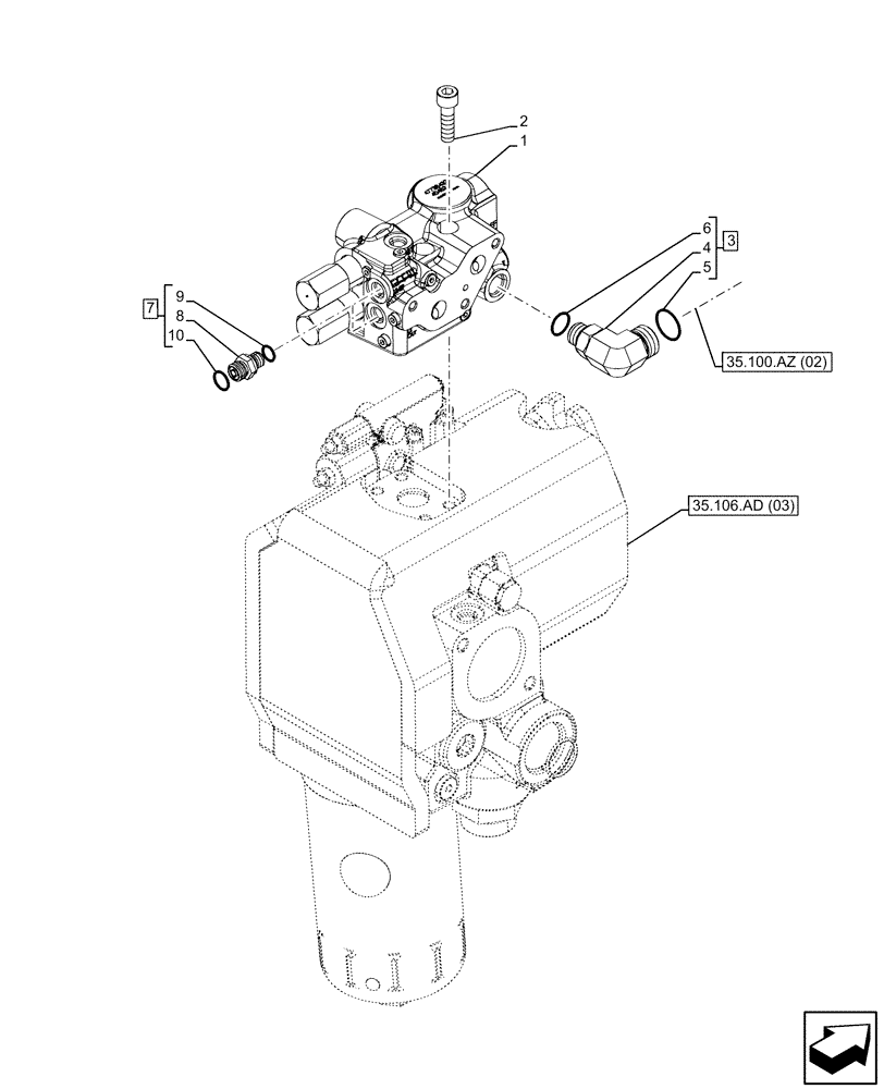 Схема запчастей Case IH PUMA 200 CVT - (35.100.AZ[01]) - VAR - 391161, 758056 - PRIORITY VALVE (35) - HYDRAULIC SYSTEMS