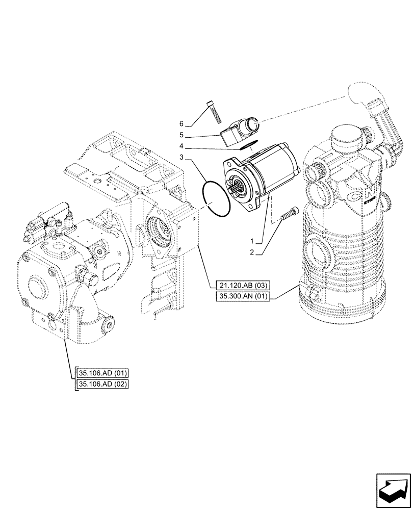 Схема запчастей Case IH PUMA 185 - (35.104.AA[01]) - VAR - 391161, 758056 - HYDRAULIC PUMP (35) - HYDRAULIC SYSTEMS