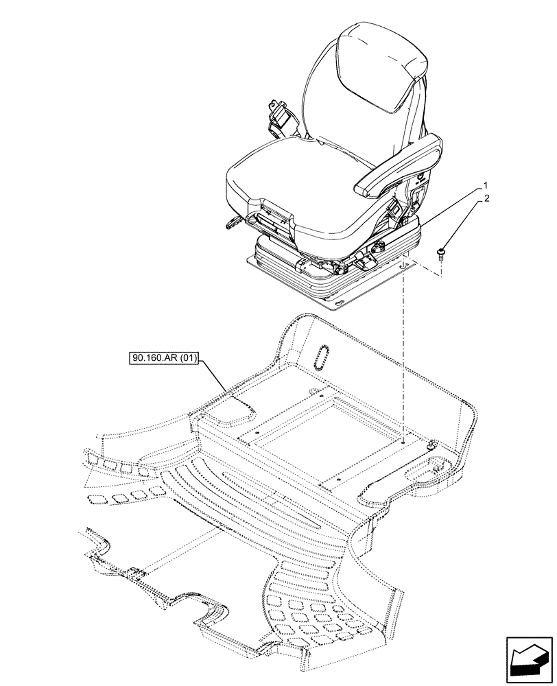 Схема запчастей Case IH PUMA 200 - (90.124.AE[06]) - VAR - 758257, 758258, 758259 - DRIVER SEAT, W/ AIR SUSPENSION (90) - PLATFORM, CAB, BODYWORK AND DECALS