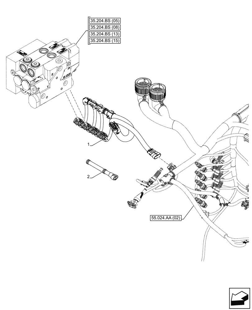 Схема запчастей Case IH PUMA 200 - (55.035.AF[01]) - VAR - 758065, 758066 - REMOTE CONTROL VALVE, HARNESS (55) - ELECTRICAL SYSTEMS