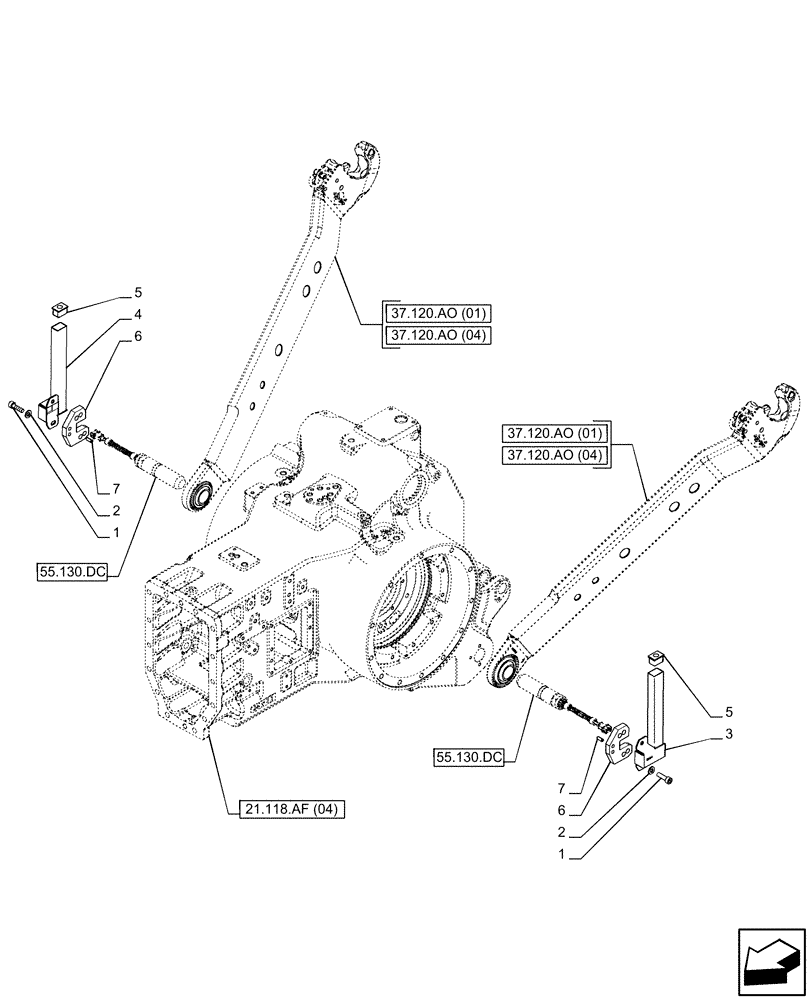 Схема запчастей Case IH PUMA 185 - (37.120.AY) - VAR - 391170, 758071, 758072, 758074, 758075, 758076, 758077, 758079, 758080, 758081, 758082, 758083 - 3 POINT HITCH, SUPPORT (37) - HITCHES, DRAWBARS & IMPLEMENT COUPLINGS