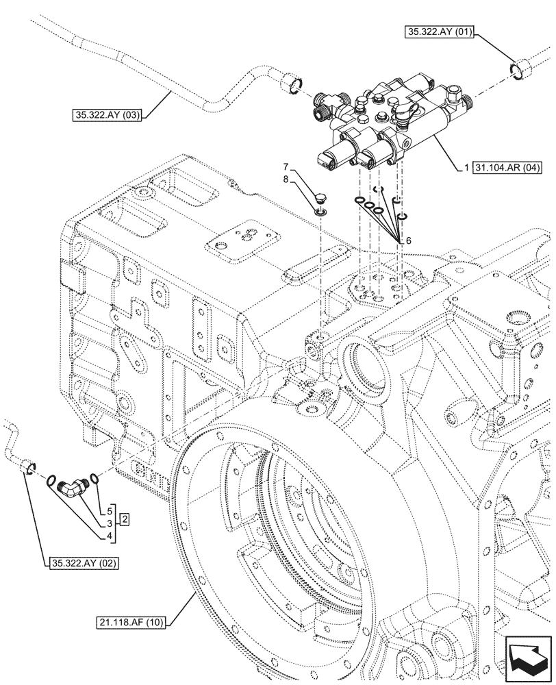 Схема запчастей Case IH PUMA 200 - (31.104.AR[03]) - VAR - 337428, 337430, 337432, 758017, 758019, 758021 - PTO, CONTROL VALVE (31) - IMPLEMENT POWER TAKE OFF