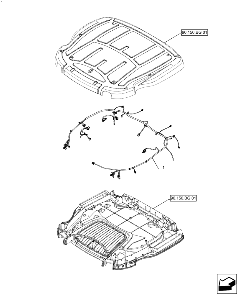 Схема запчастей Case IH PUMA1854 - (55.510.AF[02]) - WIRE HARNESS, CAB ROOF (55) - ELECTRICAL SYSTEMS