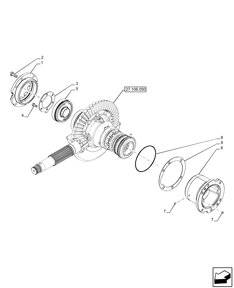 Схема запчастей Case IH FARMALL 110U - (27.106.030) - VAR - 330333 - DIFFERENTIAL GEAR, WET, DIFFERENTIAL LOCK (27) - REAR AXLE SYSTEM