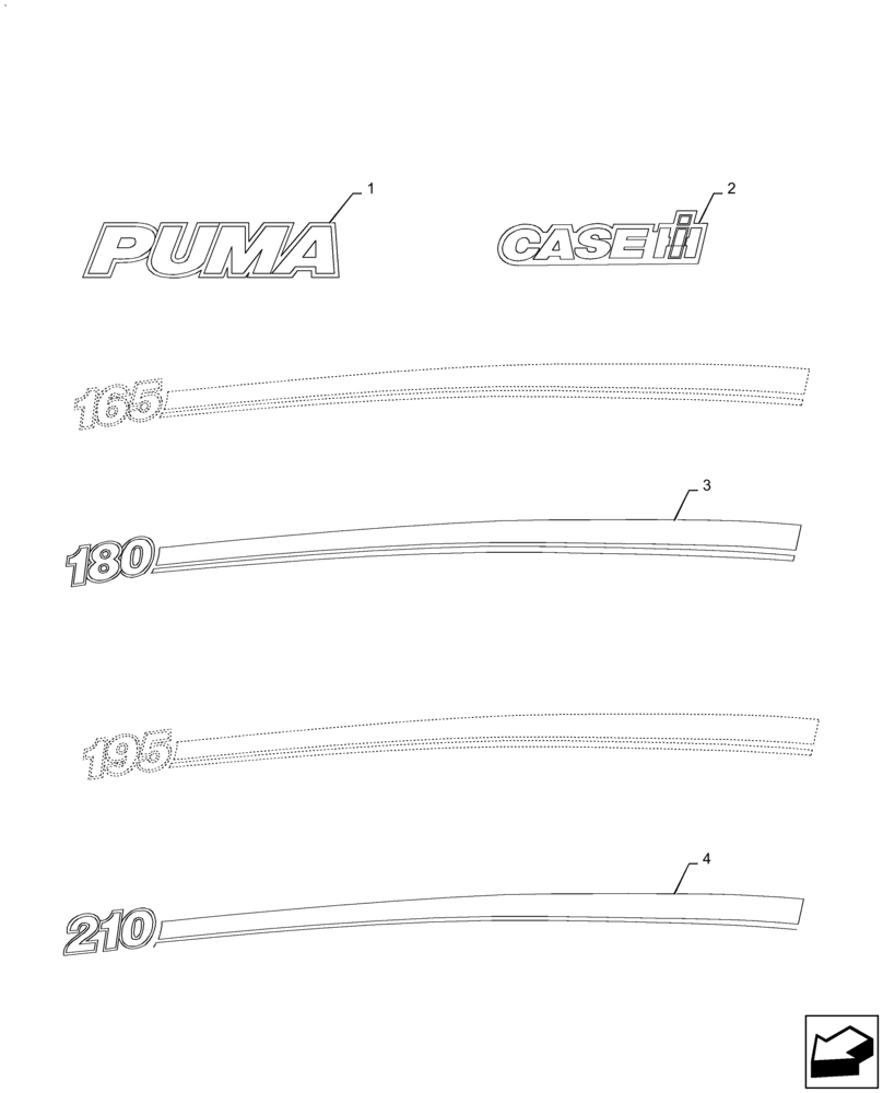 Схема запчастей Case IH PUMA2104 - (90.108.AB[02]) - MODEL IDENTIFICATION DECAL (90) - PLATFORM, CAB, BODYWORK AND DECALS