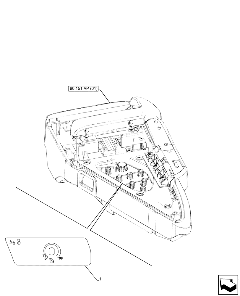 Схема запчастей Case IH PUMA 150 - (90.108.AA[11]) - DECALS, ARMREST, ELECTRONIC CONTROLS (90) - PLATFORM, CAB, BODYWORK AND DECALS