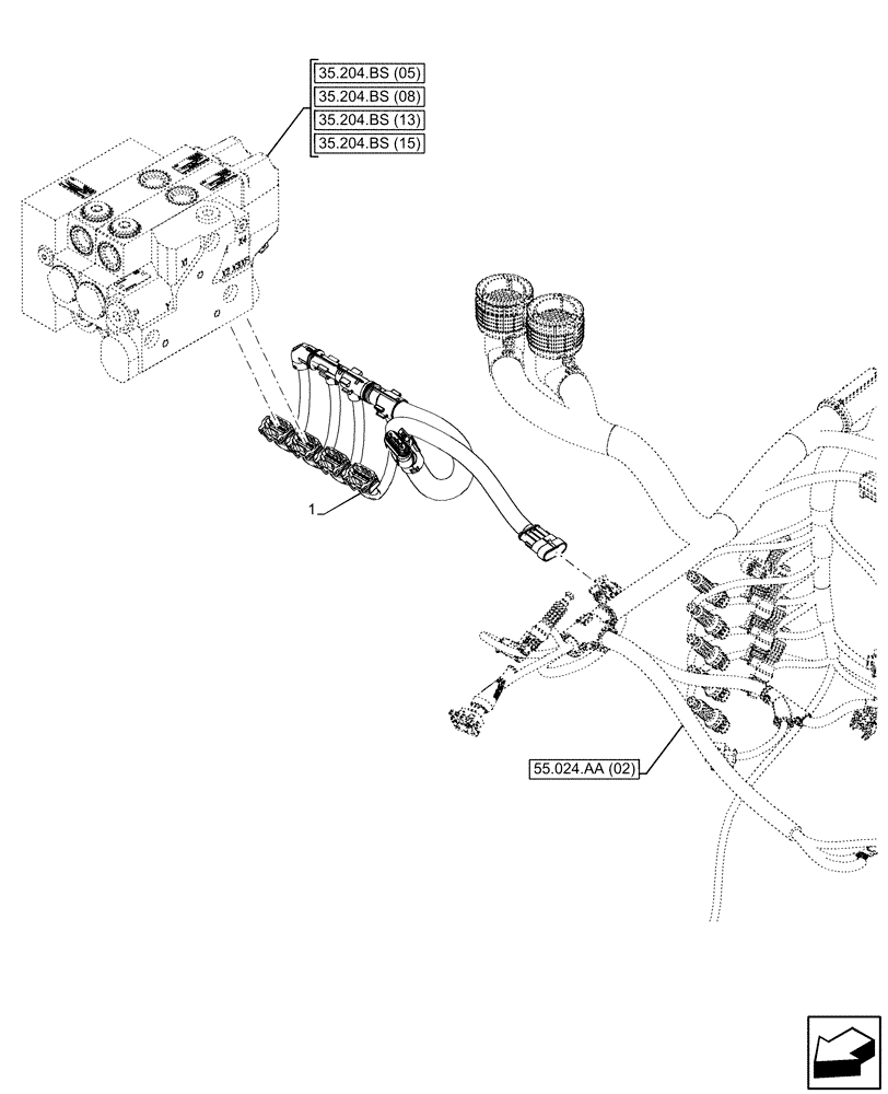 Схема запчастей Case IH PUMA 165 - (55.035.AF[01]) - VAR - 758065, 758066 - REMOTE CONTROL VALVE, HARNESS (55) - ELECTRICAL SYSTEMS