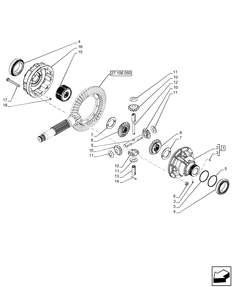 Схема запчастей Case IH FARMALL 110U - (27.120.030) - VAR - 330333 - PLANETARY GEAR, HOUSING (27) - REAR AXLE SYSTEM