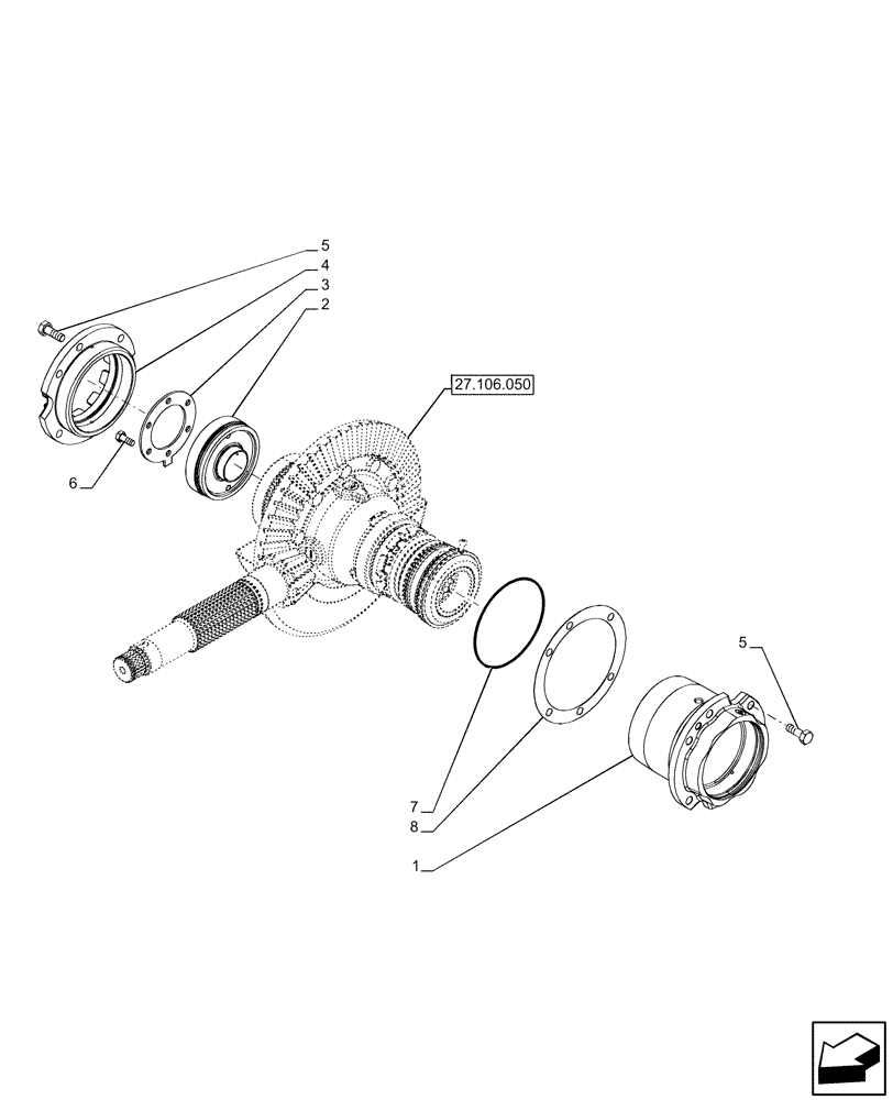 Схема запчастей Case IH FARMALL 120U - (27.106.010) - VAR - 391264 - DIFFERENTIAL GEAR (27) - REAR AXLE SYSTEM