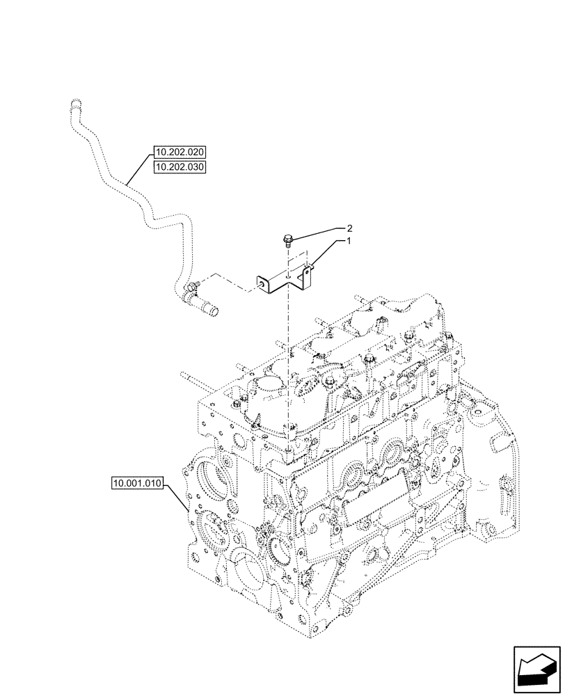 Схема запчастей Case IH FARMALL 120U - (10.202.050) - VAR - 758304 - AIR CLEANER, BRACKET (10) - ENGINE