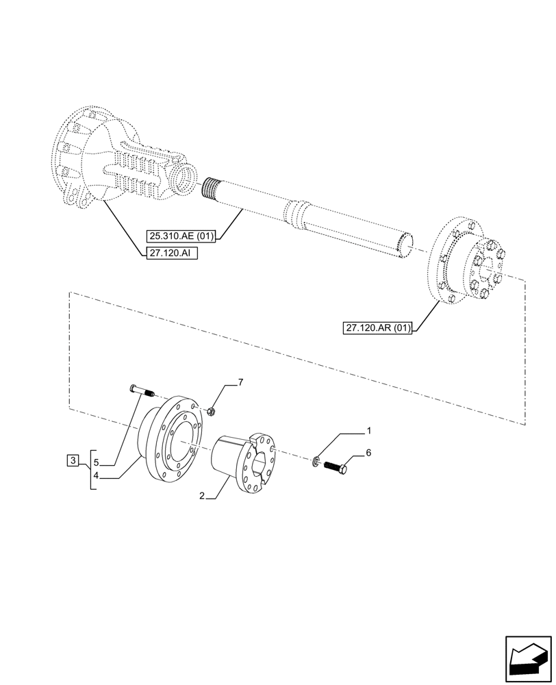 Схема запчастей Case IH PUMA 150 - (27.120.AR[02]) - VAR - 332639 - REAR AXLE, WHEEL HUB (27) - REAR AXLE SYSTEM